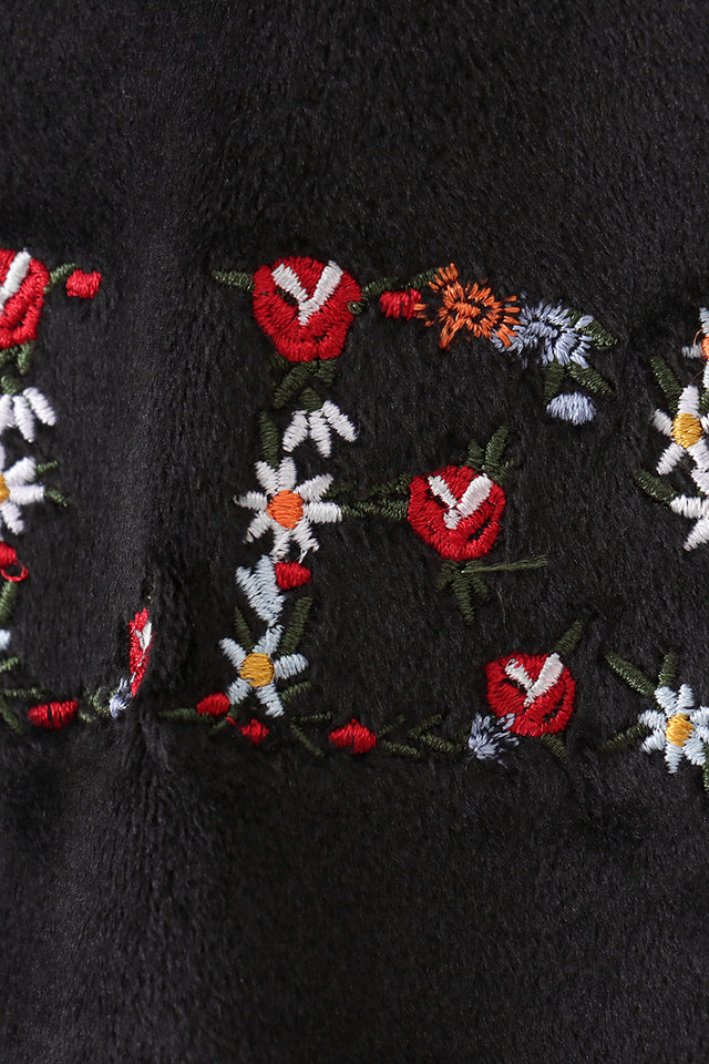 Black velvet BLESSED embroidery sweatshirt
