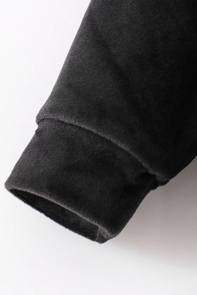 Black velvet BLESSED embroidery sweatshirt