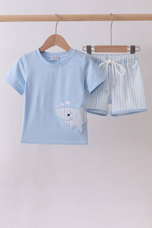 Blue Shark Shorts Set