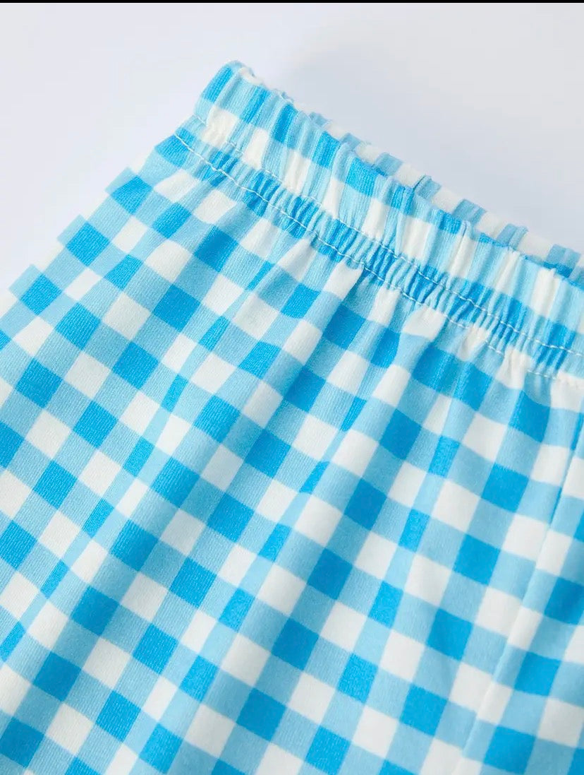 Fish Embroidery Smocking Plaid Boys' Set