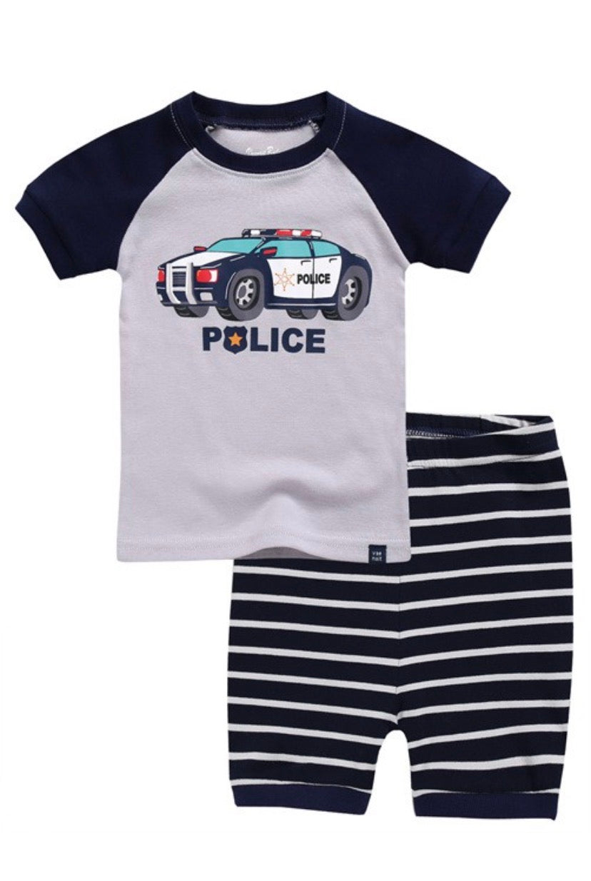 Police Car Short Sleeve Pajamas