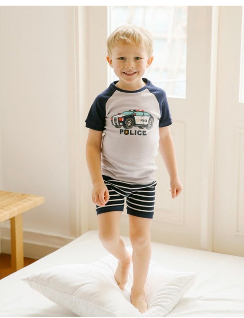 Police Car Short Sleeve Pajamas