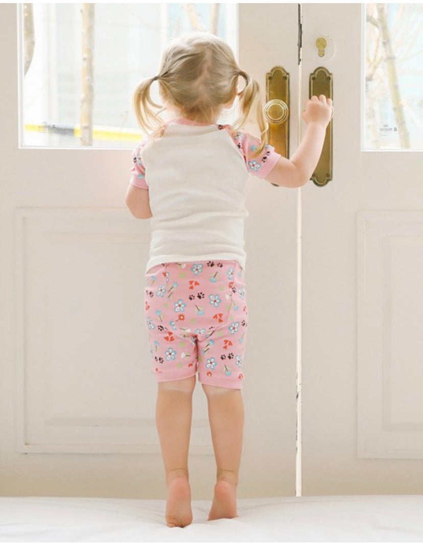 Flower Cat Short Sleeve Pajamas