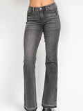 Judy Blue Mid Rise Tummy Control Washed Gray Release Hem Flare