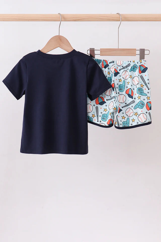 Baseball Shorts Set-Navy