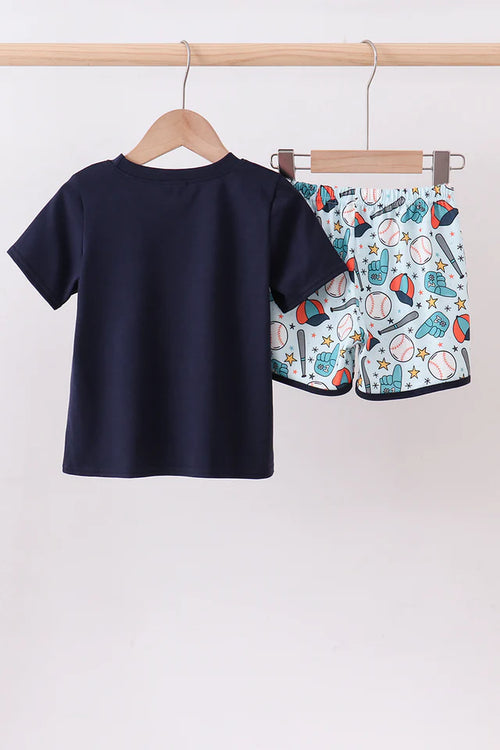 Baseball Shorts Set-Navy